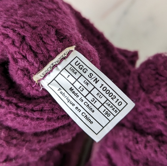 UGG Girls Purple Plum Lattice Cardy Knit Boots - Picture 8 of 14